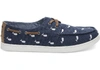 TOMS OCEANA WASHED CANVAS EMBROIDERED WHALE MEN'S CULVER BOAT SHOES,889556394074