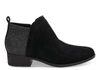 TOMS BLACK SUEDE AND GLIMMER WOMEN'S DEIA ANKLE BOOTS,889556356409