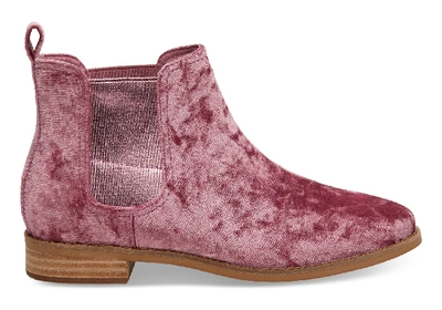 Toms Faded Red Velvet Women's Ella Ankle Boots In Pink