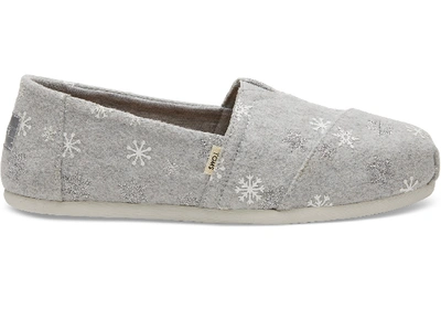 Toms Drizzle Grey Embroidered Snowflakes Women's Classics Slip-on Shoes In Gray