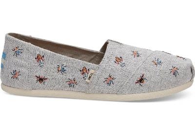 Toms Embroidered Bugs Women's Classics Slip-on Shoes In Grey