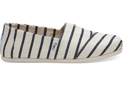 Toms White Navy Heritage Riviera Stripe Men's Classics Venice Collection Slip-on Shoes