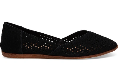 Toms Black Perforated Suede Women's Jutti Flats Shoes
