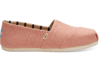 Toms Coral Pink Heritage Canvas Women's Classics Venice Collection Slip-on Shoes