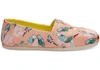 TOMS CORAL PINK KISSY BIRDS WOMEN'S CLASSICS SLIP-ON SHOES,889556612499
