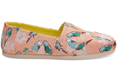Toms Coral Pink Kissy Birds Women's Classics Slip-on Shoes In Neutrals