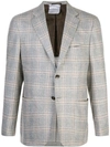 KITON KITON WINDOWPANE CHECK BLAZER - 灰色