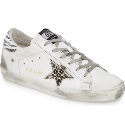 Golden Goose Superstar Leopard-star Sneakers In White Glitter & Animalier Star