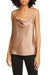 L Agence Kay Cowl Neck Silk Tank In Ginger