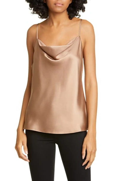 L Agence Kay Cowl Neck Silk Tank In Ginger