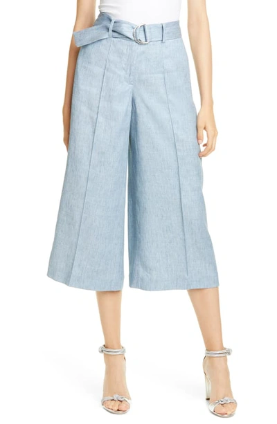 Ted Baker Belted Cropped Wide Leg Pants In Blue