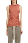 RICK OWENS RUCHED FUNNEL NECK SLEEVELESS TOP,RP19F5105UC