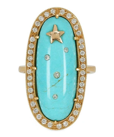Andrea Fohrman Gold Turquoise Orbit Diamond Ring
