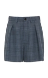 GANNI HIGH-WAISTED PLAID MINI SHORTS,F3562