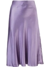 Nili Lotan Silk Midi Skirt In Purple