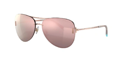 Tiffany & Co . Woman Sunglass Tf3066 In Grey Mirror Rose Gold