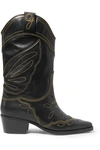 GANNI HIGH TEXAS EMBROIDERED LEATHER BOOTS