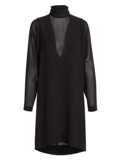 Akris Waterfall Back Silk Dress In Black