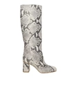 RED VALENTINO LEATHER BOOTS WITH PYTHONED PRINT,10969508