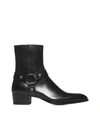 Saint Laurent Black Leather Ankle Boots In Nero