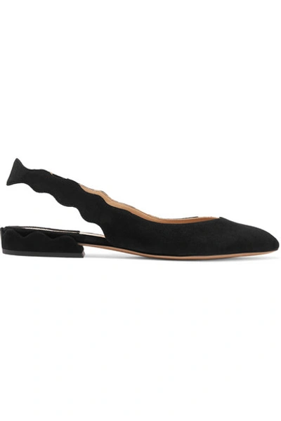 Chloé Chloe Black Suede Laurena Slingback Flats