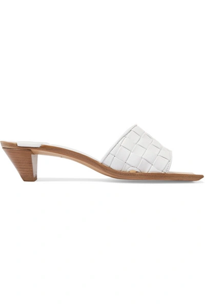 Bottega Veneta Women's Woven Kitten-heel Slide Sandals In Ivory