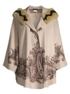 ETRO Rabbit-Trimmed Cashmere Paisley Hooded Cape