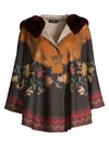 ETRO Rabbit-Trimmed Cashmere Printed Hooded Cape