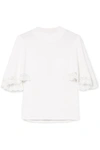 SEE BY CHLOÉ LACE-TRIMMED RIBBED COTTON-BLEND TOP