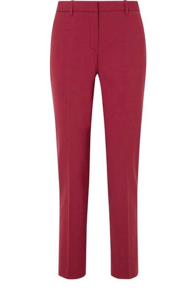 Theory Stretch-wool Straight-leg Pants In Claret