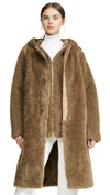 HELMUT LANG DETACHABLE LINEAR FAUX FUR COAT