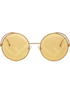 Fendi Eyewear Rama Round Frame Sunglasses - Gelb In Neutrals