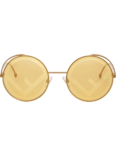 Fendi Eyewear Rama Round Frame Sunglasses - Gelb In Neutrals