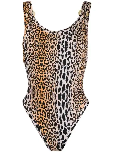 Reina Olga For A Rainy Day Leopard-print Swimsuit In Beige,black