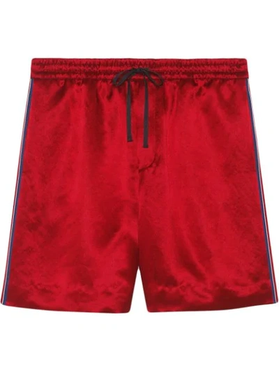 Gucci 红色 And 黑色 Gg 短裤 In Red