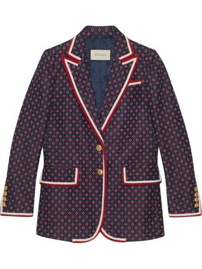 Gucci Jacket With Geometric Jacquard Pattern - 蓝色 In Blue