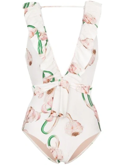 Adriana Degreas Aglio Floral Print Swimsuit - 白色 In White