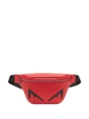 Fendi Embossed Eye Leather Belt Bag In Red