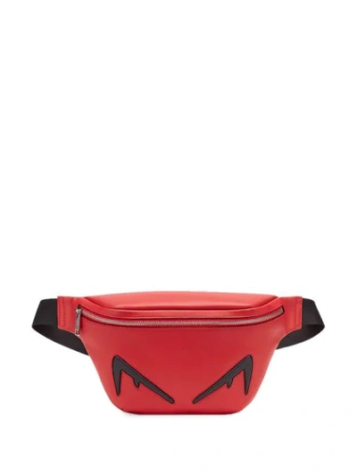 Fendi Embossed Eye Leather Belt Bag In Red