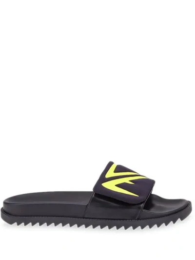 Fendi Printed Neoprene And Rubber Slides In Black