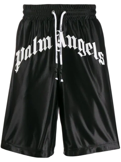 Palm Angels Logo Track Shorts In Black White