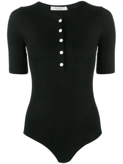 Rag & Bone Mac Short-sleeve Bodysuit In Black