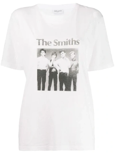 Saint Laurent The Smiths-print T-shirt In Bianco