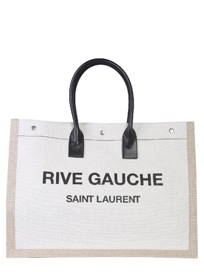 Saint Laurent Tote Bag With Rive Gauche Logo In White