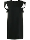Givenchy Ruffled Short-sleeve Crepe Dress In Black