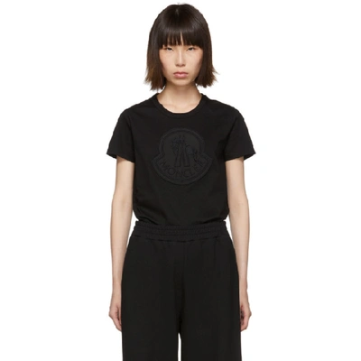 Moncler Central Logo Patch Crew Neck T-shirt In Black