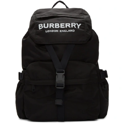 Burberry Logo印花尼龙背包 - 黑色 In Black