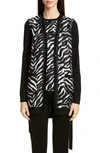 ST JOHN ZEBRA PRINT FINE GAUGE JERSEY CARDIGAN,K61W022