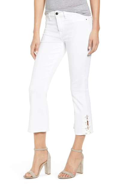 Jen7 By 7 For All Mankind Cropped Boot-cut Jeans With Lace-up Vents In White Fashion