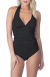 La Blanca Island Goddess D- & Dd-cup Halter Tankini Top In Black